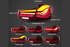 BMW 3-Series 6th Gen F30 F35 F80 GTS Style -Red or Smoked- OLED Dynamic Tail Lights (2012-2019)