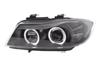 BMW 3-series E90 E91 Black Angel Eyes LED Headlight Set (2005-2012)
