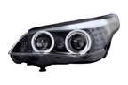 BMW 5-series E60 E61 Black Angel Eyes Headlight Set (2003-2007)