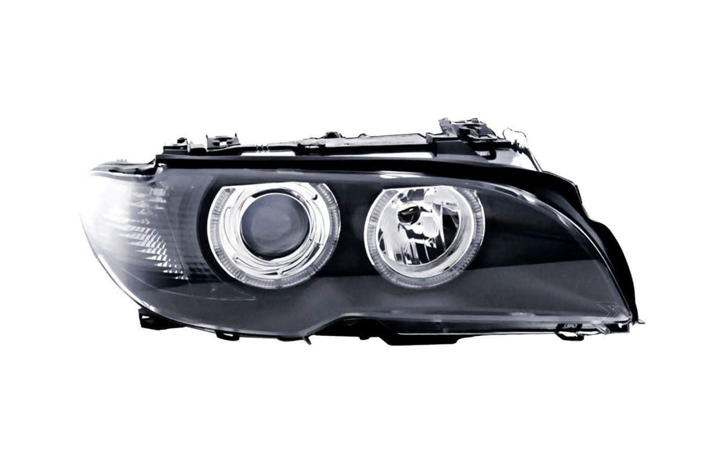 BMW E46 3-Series Coupe Black OE+ Angel Eyes Headlights - (2002-2005)