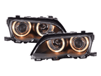 BMW E46 3-Series Sedan Black OE+ Angel Eyes Headlights - (2003-2006)