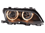 BMW E46 3-Series Sedan Black OE+ Angel Eyes Headlights - (2003-2006)
