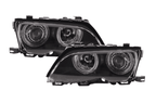 BMW E46 3-Series Sedan Black OE+ Angel Eyes Headlights - (2003-2006)