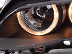 BMW E46 3-Series Sedan Black OE+ Angel Eyes Headlights - (2003-2006)