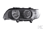 BMW X5 (Type E53) Black OE+ Angel Eyes Headlights - (2000-2003)