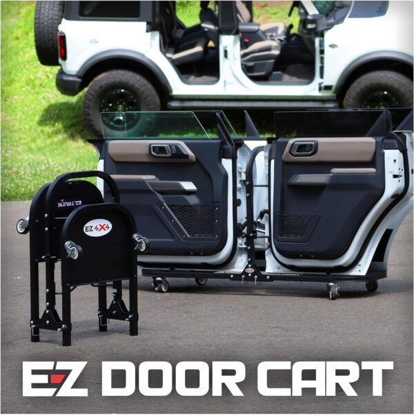 EZ4x4 Bronco Aluminum 4 Door Folding Rolling Door Cart, Storage Door Rack Holder Stand