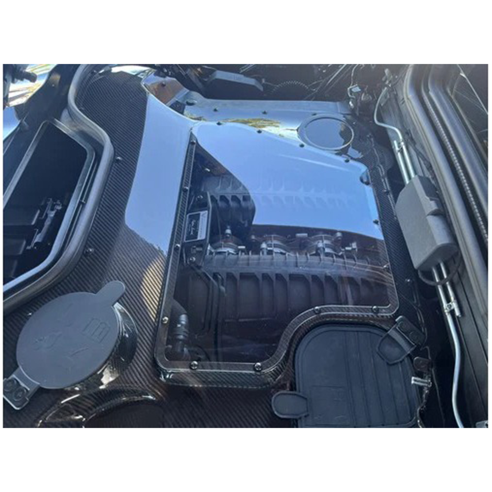 Prepreg Carbon Fiber Engine Bay Cover for Chevrolet Corvette C8 Z51 Z06 HTC Convertible - Bull Boost Performance