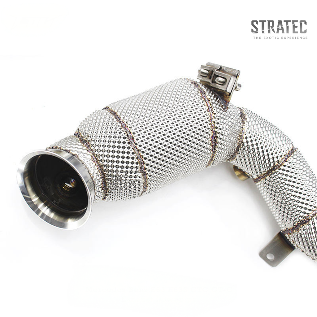 Custom 300 Cell Catted Downpipe Header System for Mercedes‑Benz E63 E63S AMG GT C 4.0TT - Bull Boost Performance