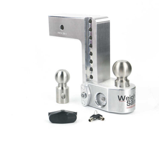Weigh Safe 8in Drop Hitch w/Built-in Scale & 3in Shank (10K/21K GTWR) - Aluminum