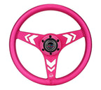 NRG Aluminum Steering Wheel 330mm - Arow Cutout - Ergonomic Grip - Anadized Pink