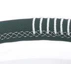 NRG Steering Wheel 1.5in Dish 350mm Black Perforated Leather - Emerald Stitching - Reinforced Spoke