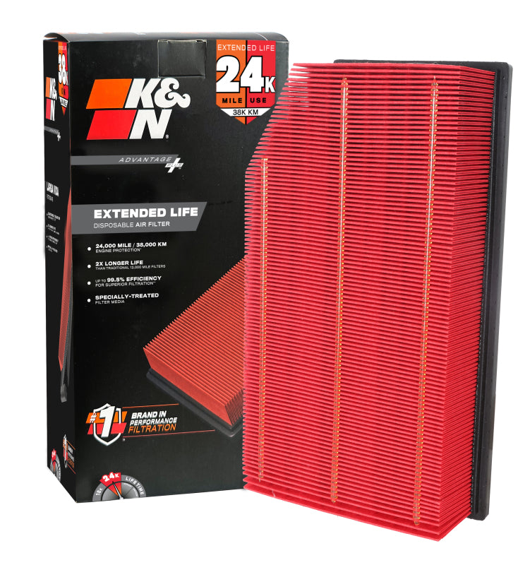 K&N Advantage Plus Air Filter 24K Miles Jeep Wrangler JL V6-3.6L F/I 18-24