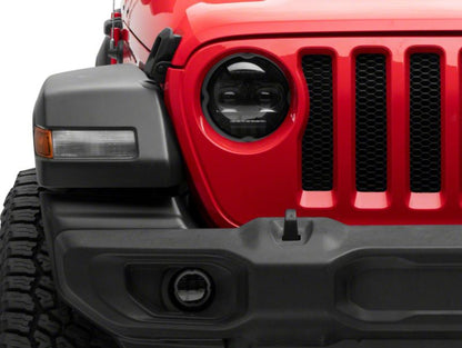 Raxiom 18-23 Jeep Wrangler JL Axial Series 9-In Angel Eye LED Headlights- Blk Housing (Clear Lens)