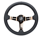 NRG Light Weight Gaming Steering Wheel - Splitz 350mm 3 Rose Gold Spokes Slits - Leather