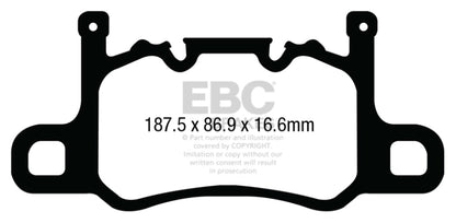 EBC 13-15 Porsche 911 (991) (Cast Iron Rotor only) 3.8 GT3 Yellowstuff Rear Brake Pads