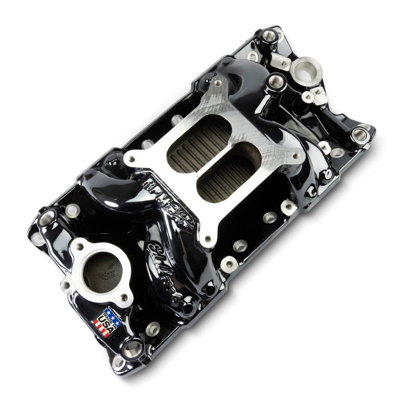 Edelbrock Chevy Small Block Performer RPM AIR-Gap Intake Manifold Black Plasma Finish