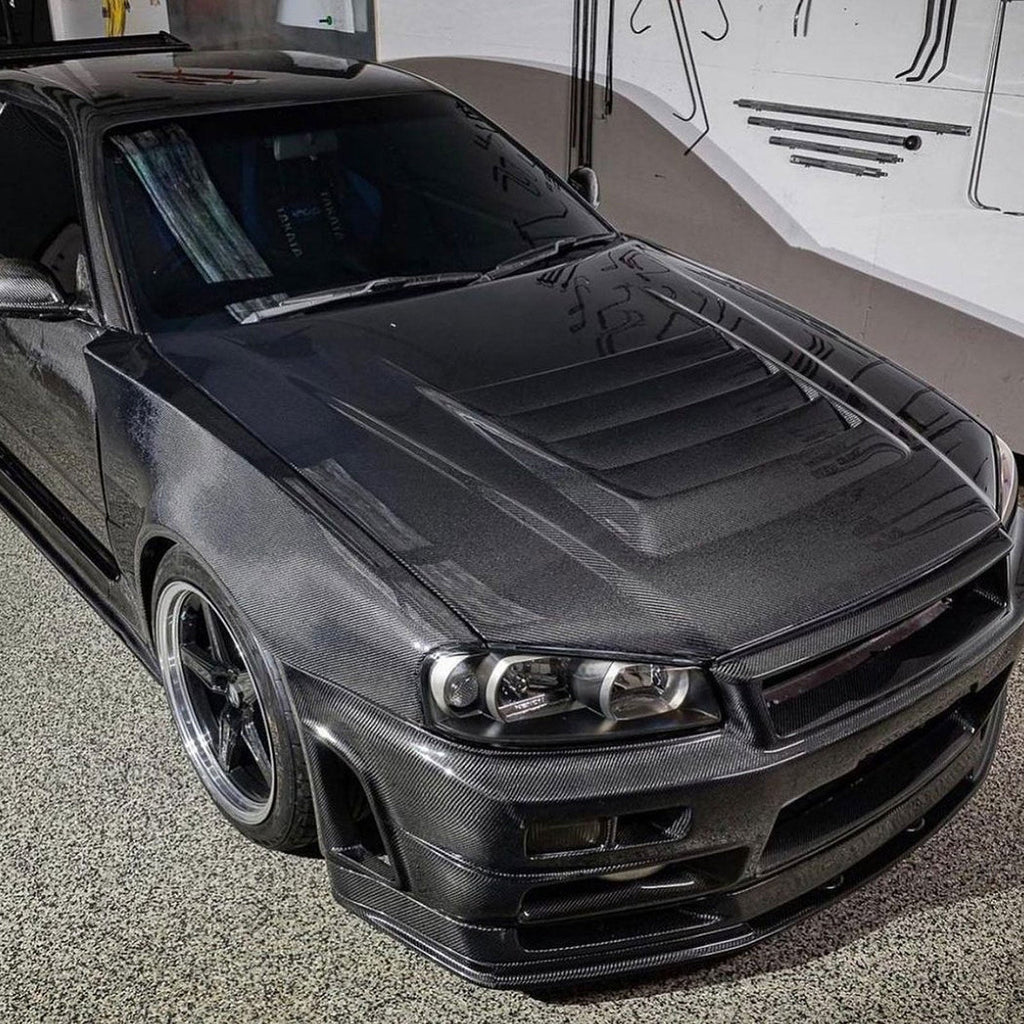 Full Carbon Fiber Z Tune Style Front End Conversion Kit for Nissan Skyline R34 GTT GTR - Bull Boost Performance