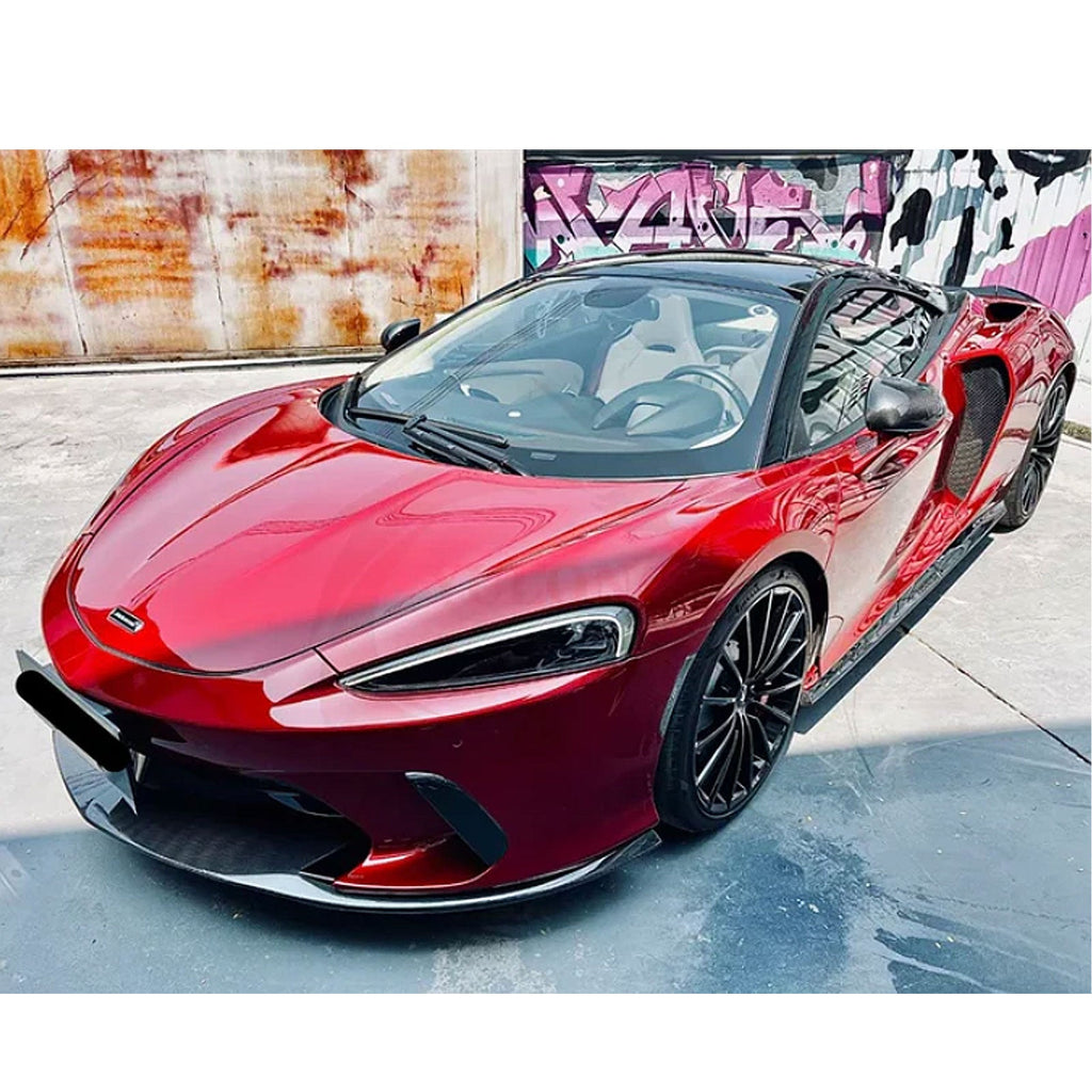 V2 Style Dry Carbon Fiber Side Skirt Door Extensions Set for McLaren GT - Bull Boost Performance