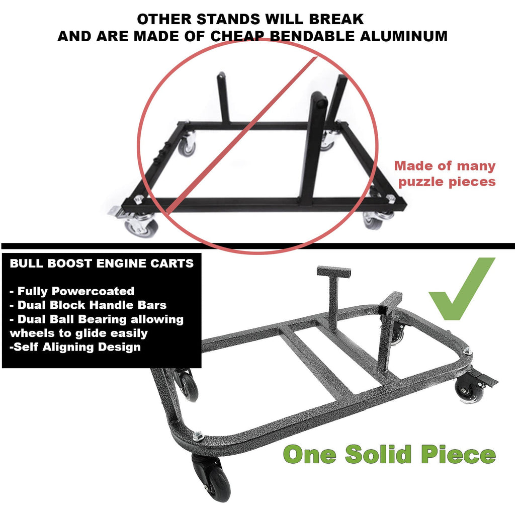 H Series H22 H23 Engine Cradle Stand Cart Quick Block Handle Bars Casters - Bull Boost Performance