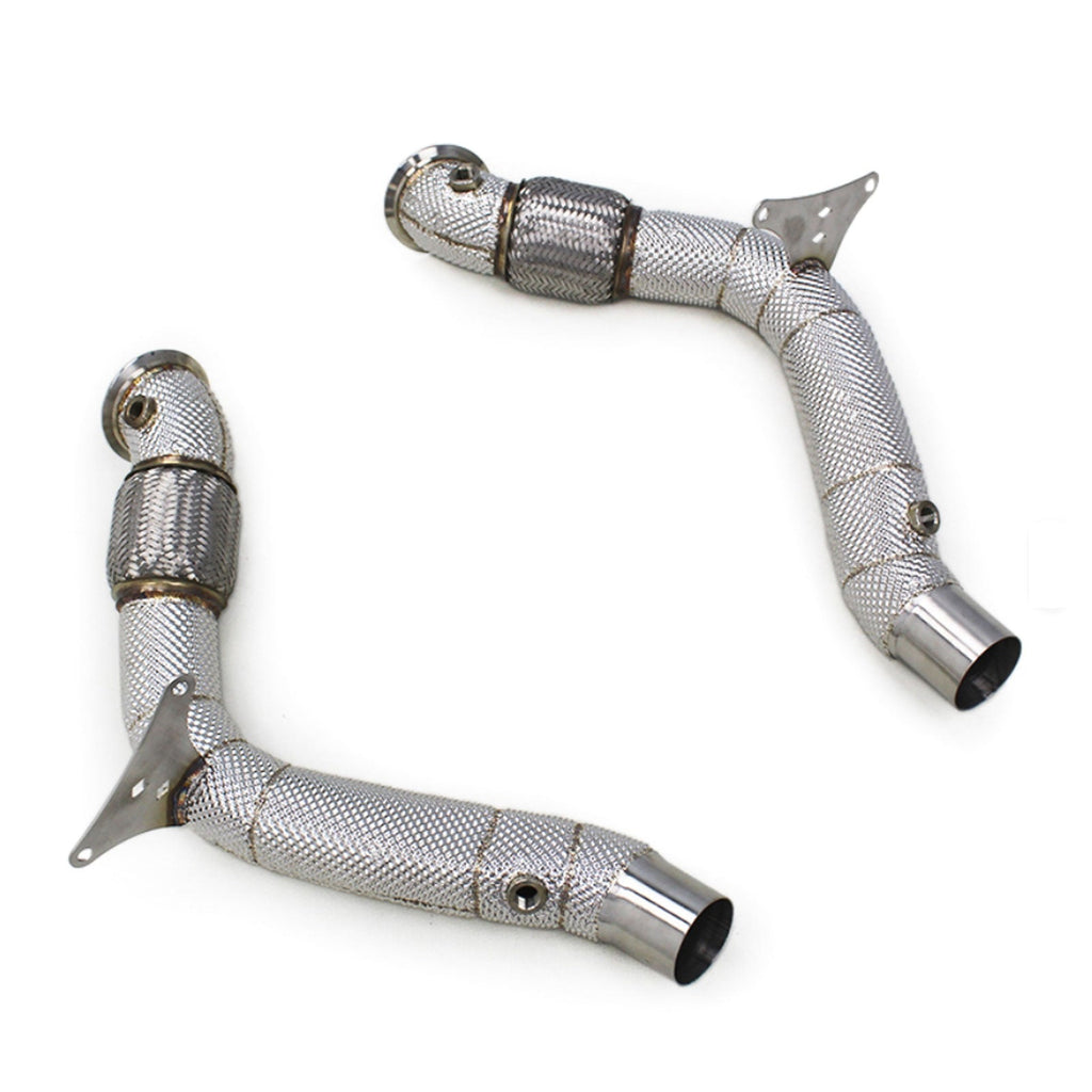 High Flow Exhaust Catless Downpipe Heatshield for Ferrari 488 3.9T V8 GTB Pista Spider - Bull Boost Performance