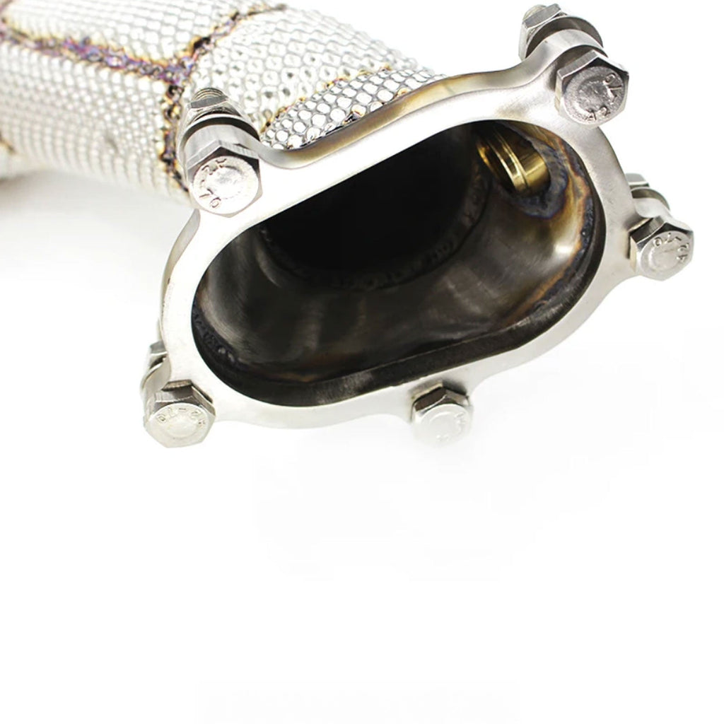 Catless High Flow 304 Stainless Exhaust Downpipe for Audi RS6 C7 4.0TT - Bull Boost Performance