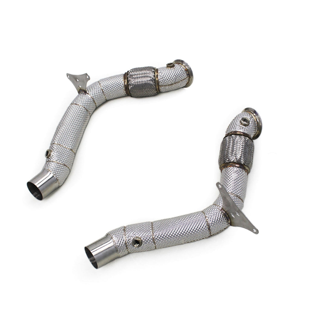 High Flow Exhaust Catless Downpipe Heatshield for Ferrari 488 3.9T V8 GTB Pista Spider - Bull Boost Performance