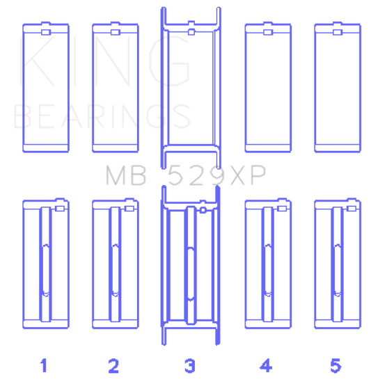 King Engine Bearings Ford Windsor 260CI/289CI 5.0L 529XP Main Bearing Set