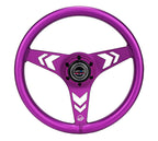 NRG Aluminum Steering Wheel 330mm - Arow Cutout - Ergonomic Grip - Anadized Purple