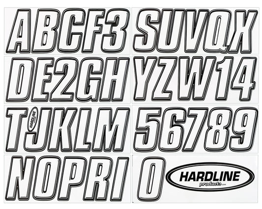 Hardline Boat Lettering Registration Kit 3 in. - 800 Transparent Clear/Black