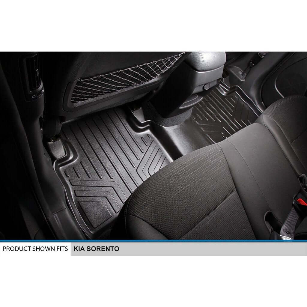 SMARTLINER Custom Fit Floor Liners For 2014-2015 Kia Sorento (with 3rd Row Seats) - Black / 2 Row Floor Mat Liner Set & Cargo Liner Behind the 2nd Row