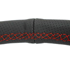 NRG Reinforced Stealth Wheel (380mm) 3 Spoke Center - 1in Deep Dish - Perforated Leather Red Stitch