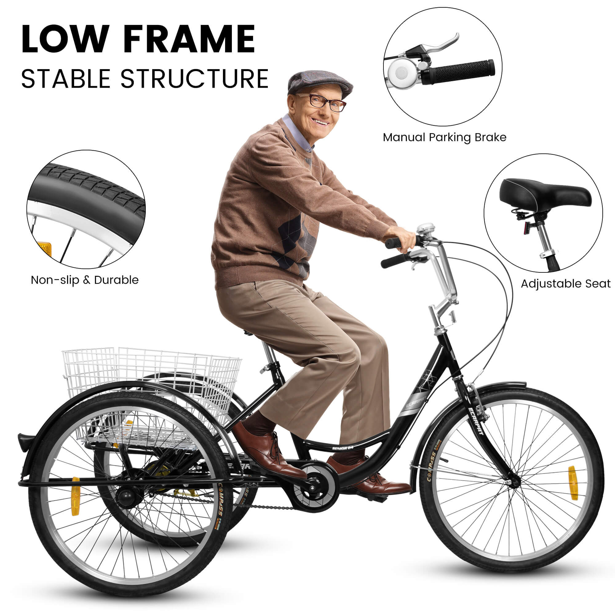 Ecarpat 24“ Single-Speed Adult Tricycle