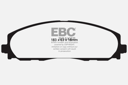 EBC 2016+ Chrysler Pacifica (Ru) 3.6L Extra Duty Front Brake Pads