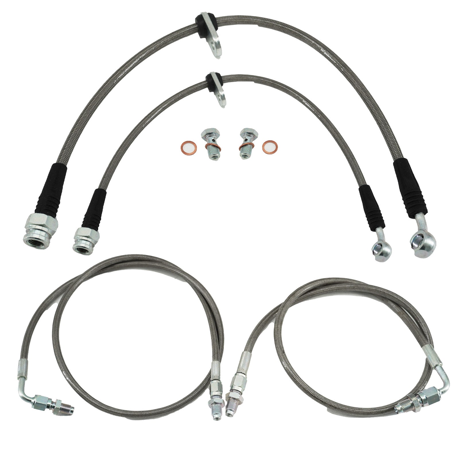 Complete Stainless Front Brake Line Replacement Kit For 92-95 Honda Civic EG - Bull Boost Performance