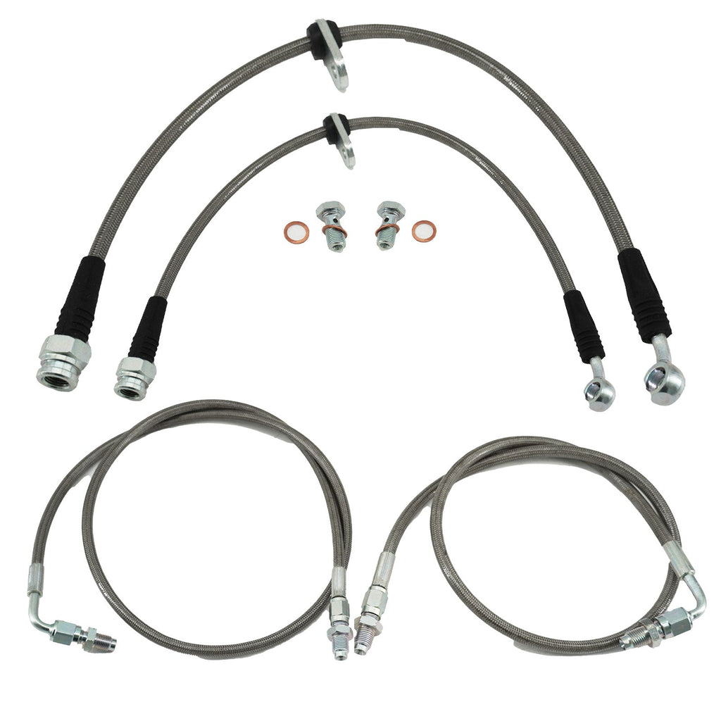 Complete Stainless Front Brake Line Replacement Kit For 96-00 Honda Civic EK - Bull Boost Performance