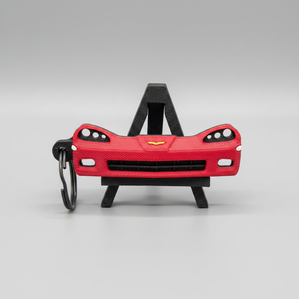 Red Corvette C6 3D-printed keychain