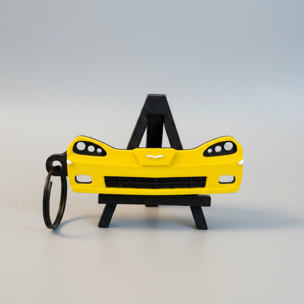 Yellow Corvette C6 3D-printed keychain