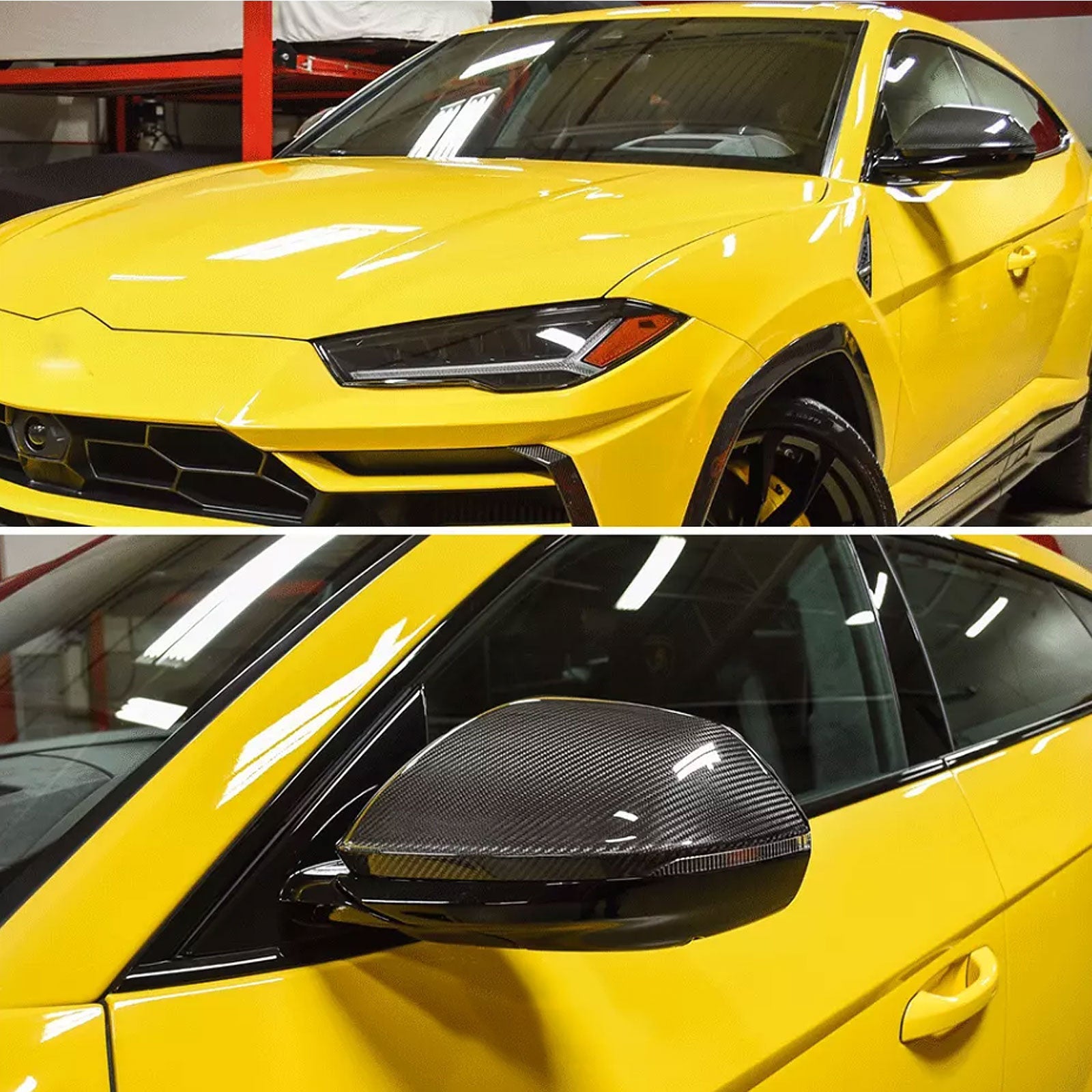 Dry Carbon Fiber Mirror Cover Caps for 18-24 Urus Q8 SQ8 RSQ8 - Bull Boost Performance