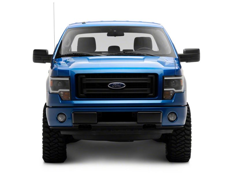 Raxiom 09-14 Ford F-150 Axial Series Projector Headlights w/ LED Light Bar- Blk Housing (Clear Lens)