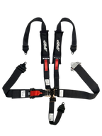 PRP 5 Pt Harness Latch and Link with 2in Shoulders-3in Lap Belts and Ratchet Straps SFI 16.1- Black