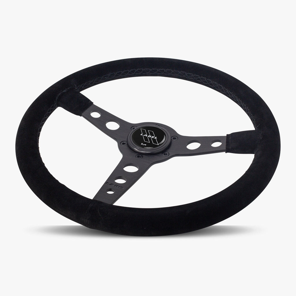 The Daytona | Black Alcantara Suede | Black Spoke | Black Stitch