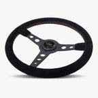 The Daytona | Black Alcantara Suede | Black Spoke | Euro Stitch