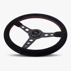 The Daytona | Black Alcantara Suede | Black Spoke | Red Stitch