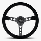 The Daytona | Black Alcantara Suede | Black Spoke | White Stitch