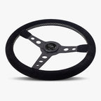 The Daytona | Black Alcantara Suede | Black Spoke | White Stitch