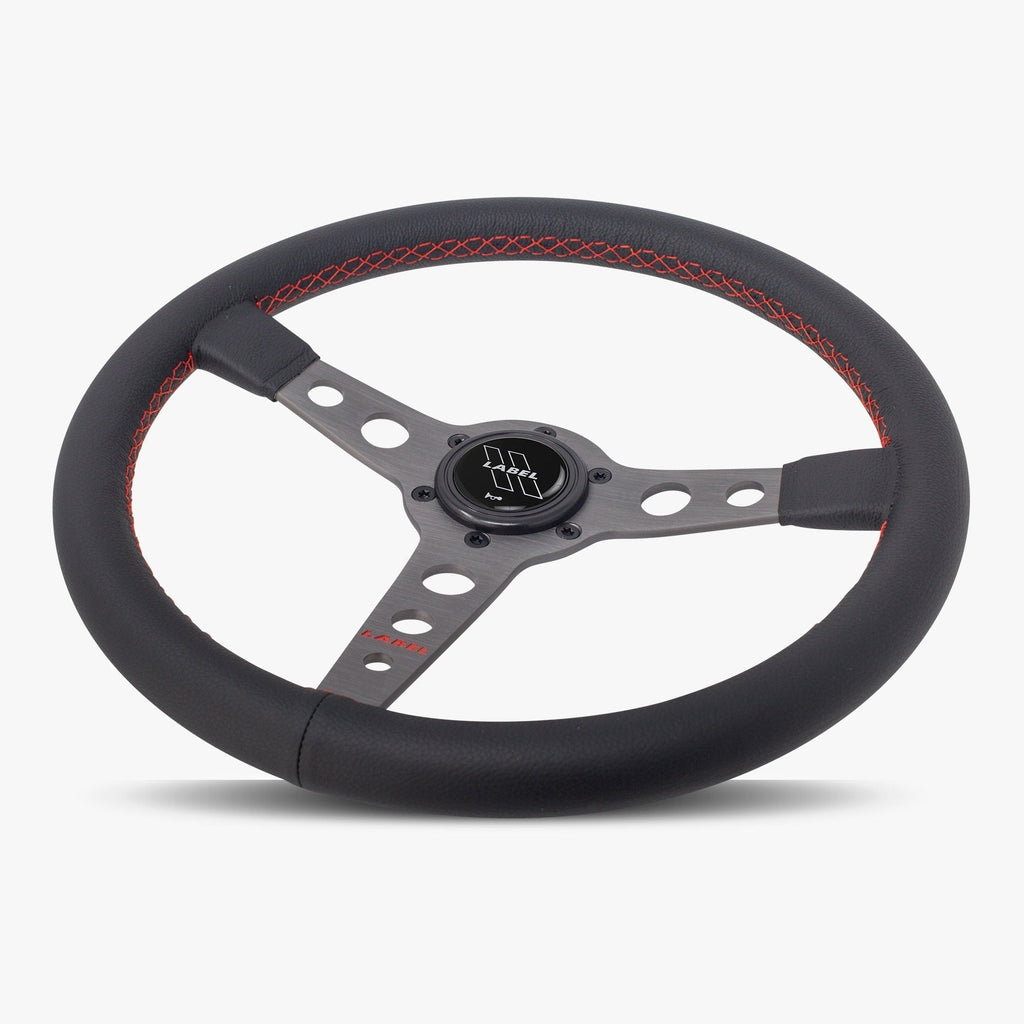 The Daytona | Black Leather | Graphite Spoke | Red Stitch