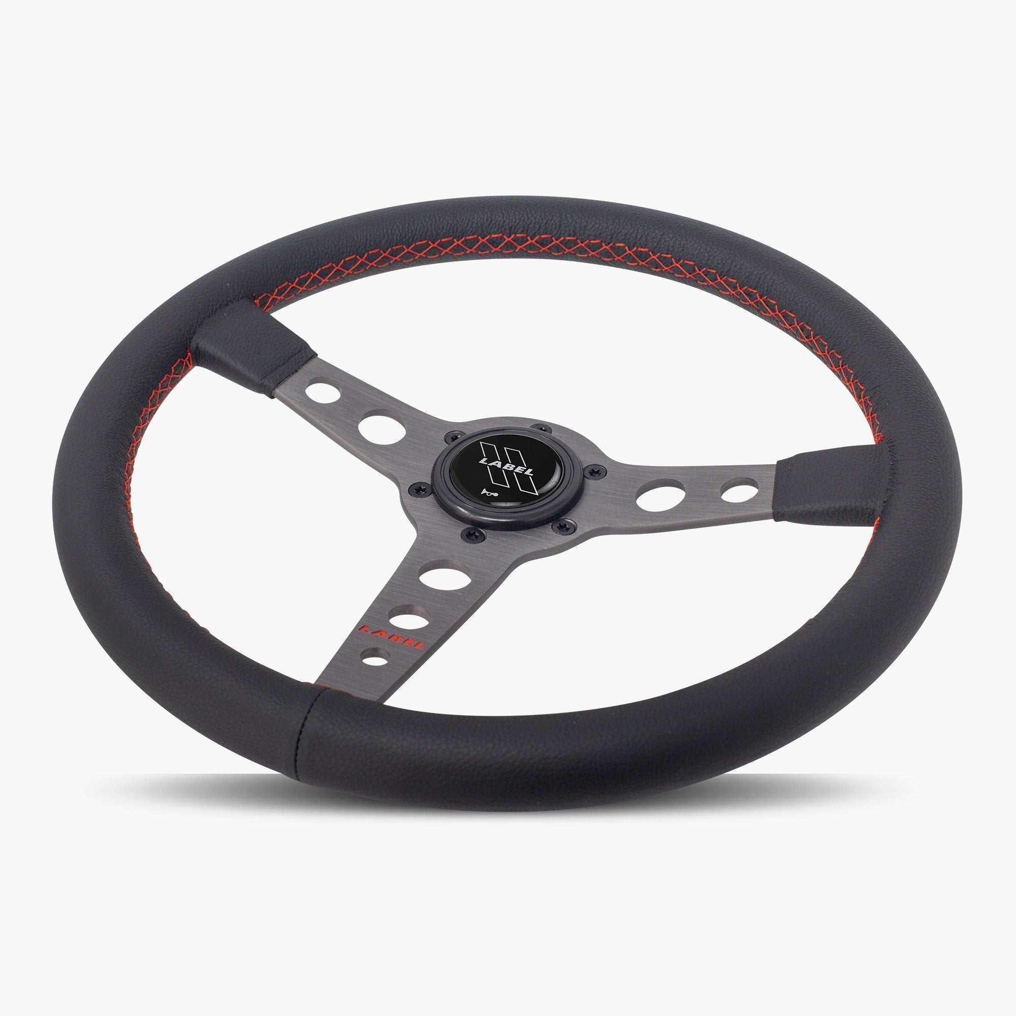 The Daytona | Black Leather | Graphite Spoke | Red Stitch