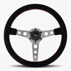 The Daytona | Black Alcantara Suede | Graphite Spoke | Red Stitch