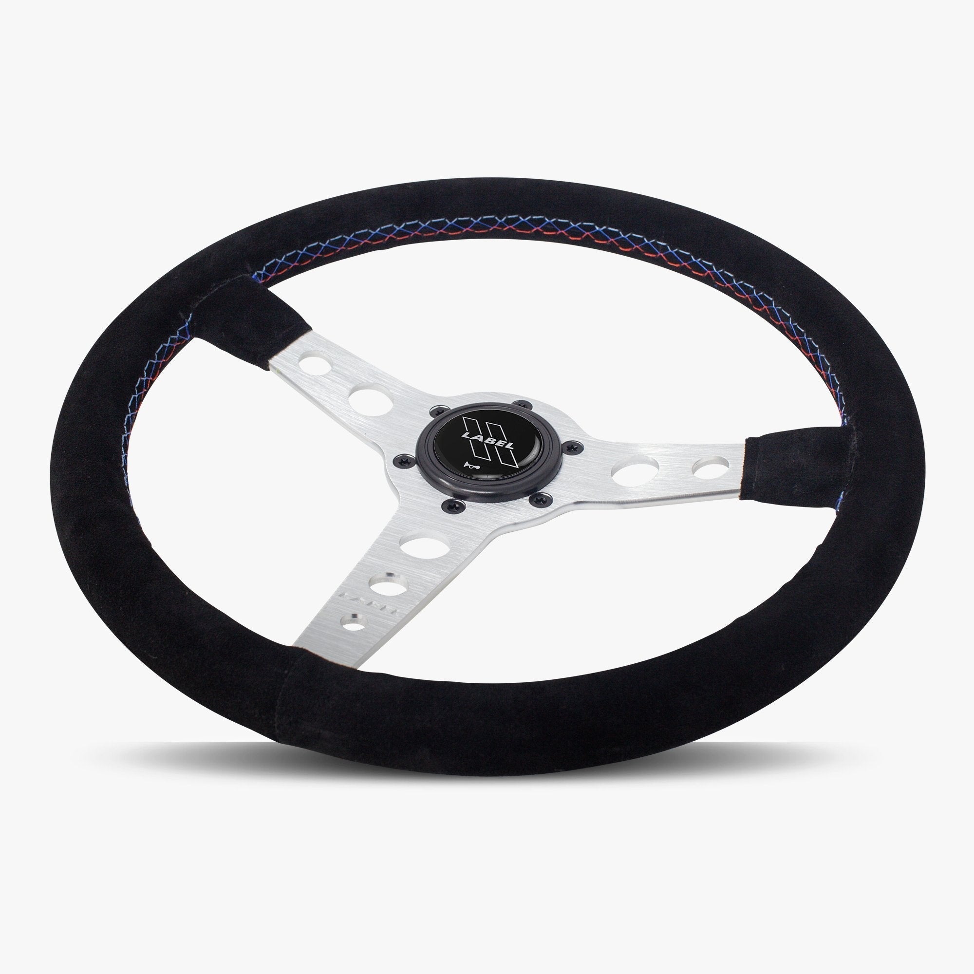 The Daytona | Black Alcantara Suede | Silver Spoke | Bavarian Stitch