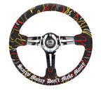 NRG Reinforced Steering Wheel R Litteral Sig 3in Deep/5mm Chrome Spoke - Blk Alcantara w/ Red Stitch